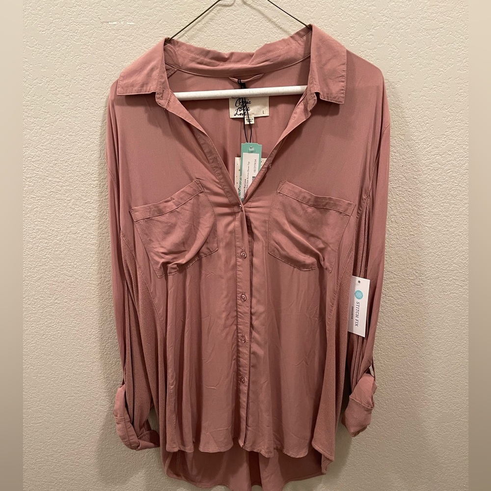 Woman’s rose color long sleeve blouse
